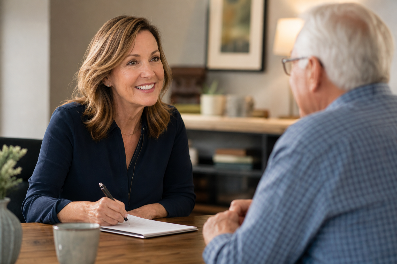Licensed agent helping a senior with Medicare options